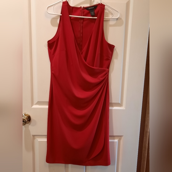 Express Red Wrap Front Sleeveless Dress size 9/10 - Picture 3 of 14